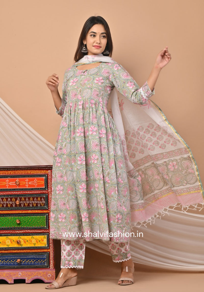 Buy Clickedia Womens Fully Stitched Cotton Printed Angrakha Kurti with  Gotta Patti , Tassels and Chiffon Dupatta with Sharara Jaipuri Salwar Suit  Online at Best Prices in India - JioMart.